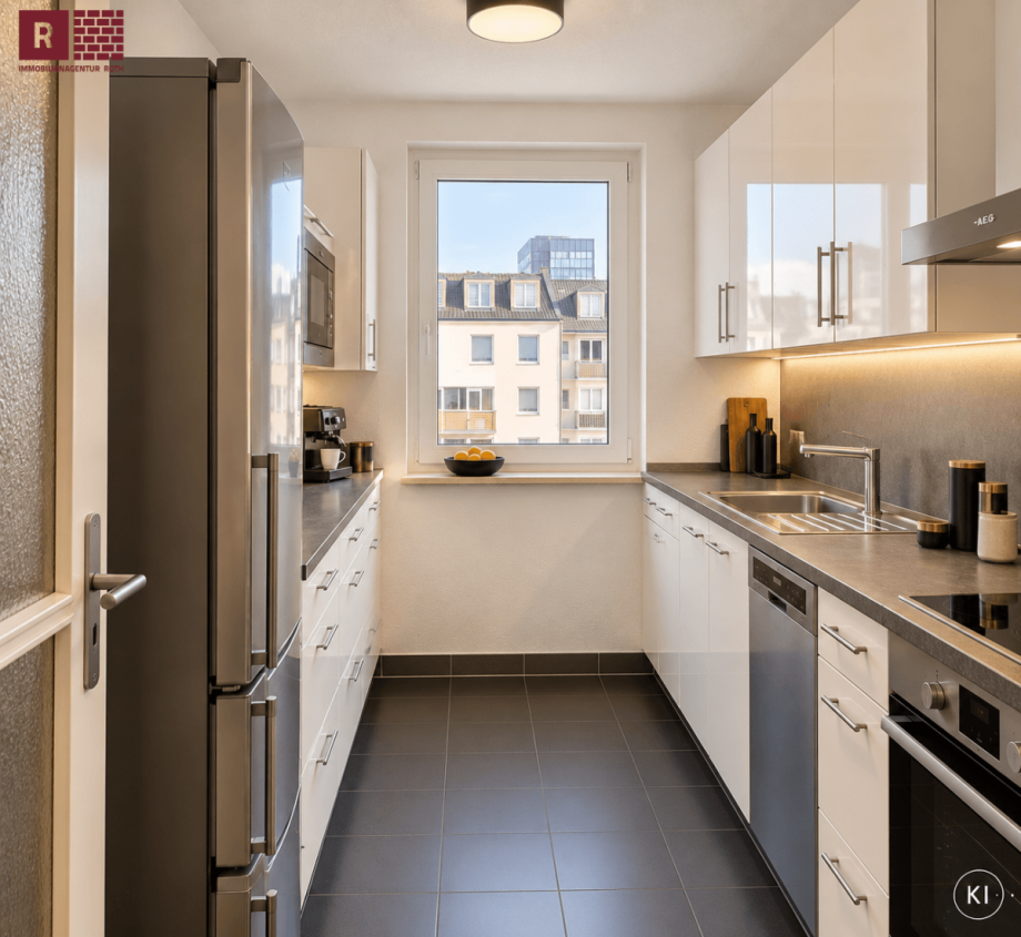 Moderne Galley-K�che mit Stadtblick Etagenwohnung Frankfurt am Main