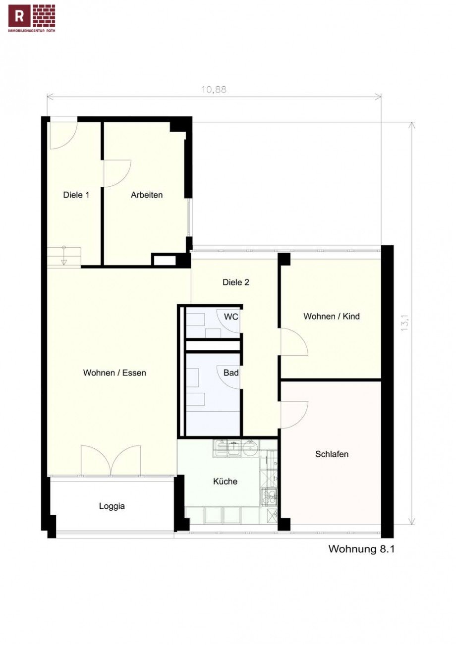 Grundriss Whg 8.1 Etagenwohnung Frankfurt