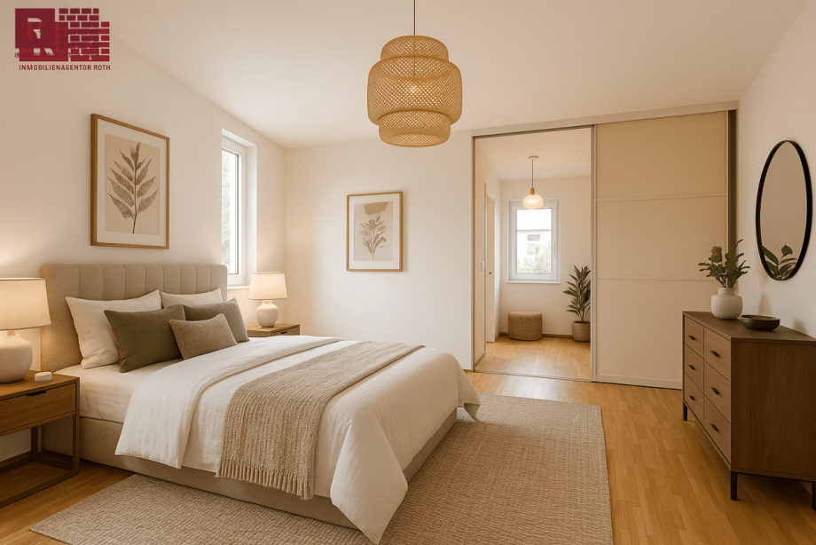 Einrichtungsbeispiel Schlafzimmer Reiheneckhaus Frankfurt am Main